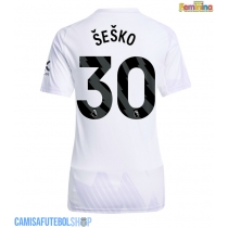 Camisa de time de futebol Manchester United Benjamin Sesko #30 Replicas 2º Equipamento Feminina 2025-26 Manga Curta